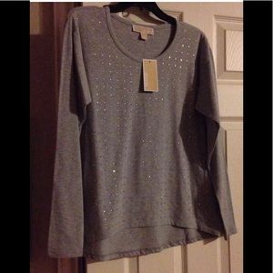 NWT Michael Kors Women’s Jewels Gray Blouse Sz S